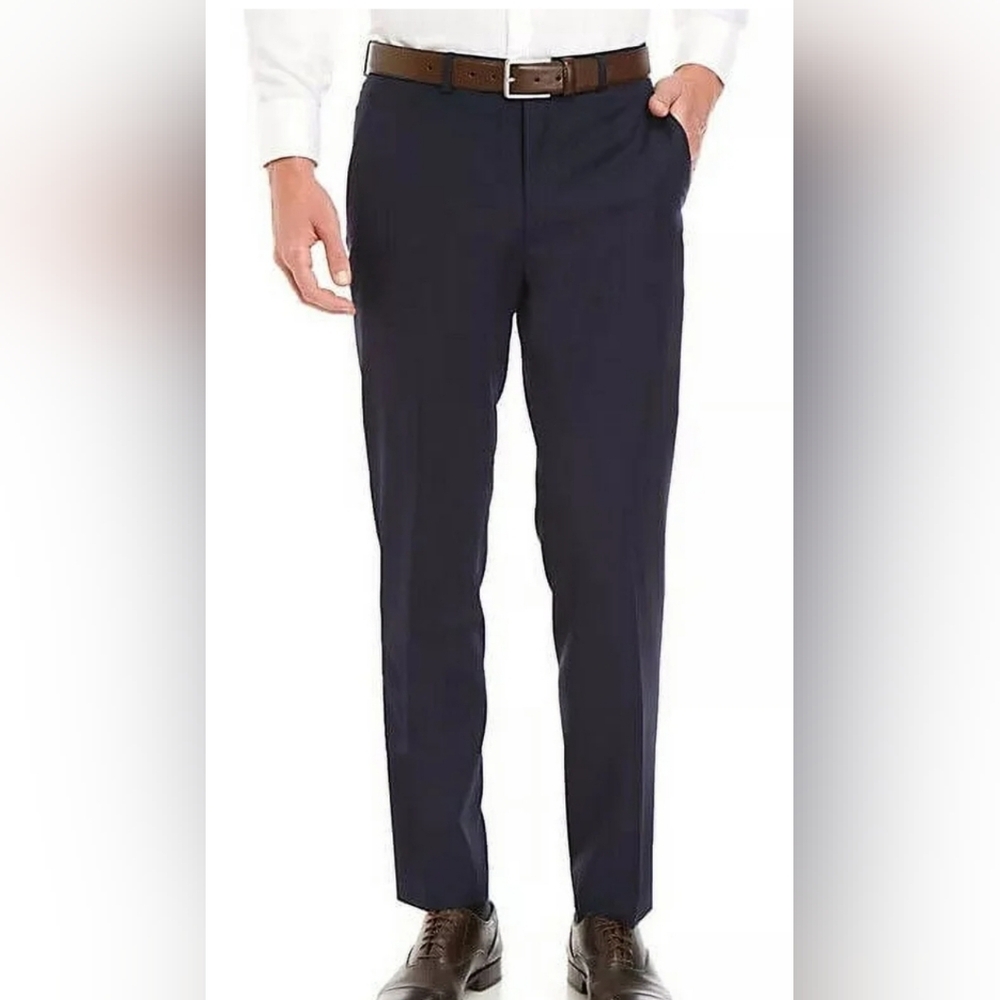 Lauren Ralph Lauren Mens Classic-Fit UltraFlex Stretch Navy Solid Dress Pants